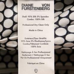 Pre Owned Diane von Furstenberg White Polka Dotted Silk Pleated Belted Dress M