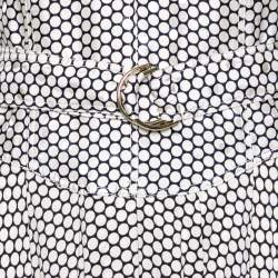 Pre Owned Diane von Furstenberg White Polka Dotted Silk Pleated Belted Dress M