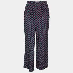 Pre Owned Diane Von Furstenberg Multicolor Chain Printed Silk Denise Pants M
