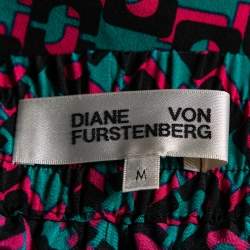 Pre Owned Diane Von Furstenberg Multicolor Chain Printed Silk Denise Pants M