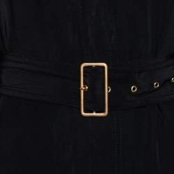 Pre Owned Diane von Furstenberg Black Silk Button Front Belted Dress S