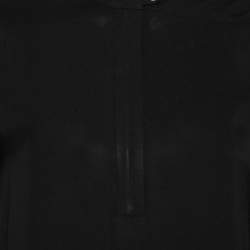 Pre Owned Diane Von Furstenberg Black Silk Zip Front Long Sleeve Dress S