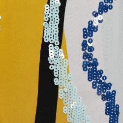 Diane Von Furstenberg Multicolor Sequin Embellished Silk Jackie Top S 