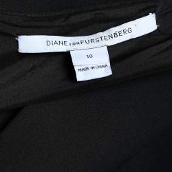 Pre Owned Diane Von Furstenberg Black Gathered Detail Bevin Sheath Dress L