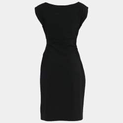 Pre Owned Diane Von Furstenberg Black Gathered Detail Bevin Sheath Dress L