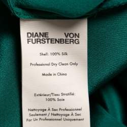 Pre Owned Diane von Furstenberg Green Silk Side Slit Detailed Button Front Belted Dress M