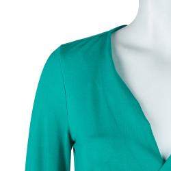 Pre Owned Diane Von Furstenberg Green Knit New Julian Two Mini Wrap Dress S