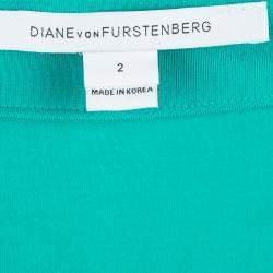 Pre Owned Diane Von Furstenberg Green Knit New Julian Two Mini Wrap Dress S