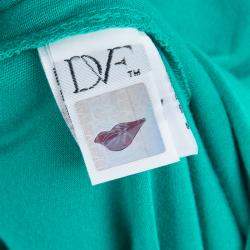 Pre Owned Diane Von Furstenberg Green Knit New Julian Two Mini Wrap Dress S