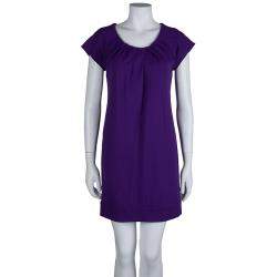 Pre Owned Diane Von Furstenberg Purple Knit Short Sleeve Shalom Dress S