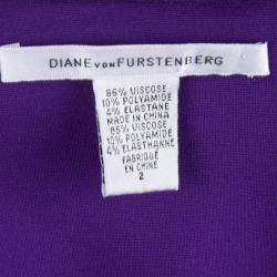Pre Owned Diane Von Furstenberg Purple Knit Short Sleeve Shalom Dress S