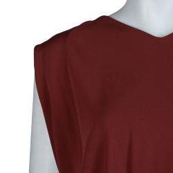 Pre Owned Diane Von Furstenberg Brick Red Silk Teresia Drop Waist Dress S