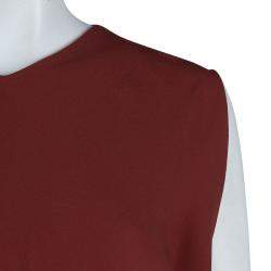 Pre Owned Diane Von Furstenberg Brick Red Silk Teresia Drop Waist Dress S