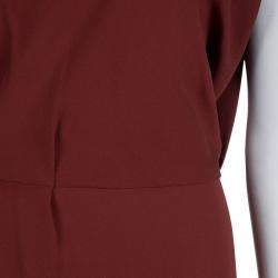 Pre Owned Diane Von Furstenberg Brick Red Silk Teresia Drop Waist Dress S