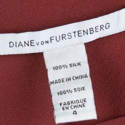 Pre Owned Diane Von Furstenberg Brick Red Silk Teresia Drop Waist Dress S