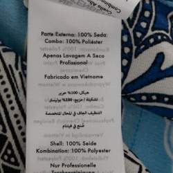 Pre Owned Diane von Furstenberg Blue Printed Silk Belted Shirt Dress L