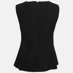 Pre Owned Diane Von Furstenberg Black Knit Sleeveless Peplum Top L