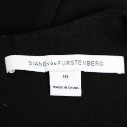 Pre Owned Diane Von Furstenberg Black Knit Sleeveless Peplum Top L