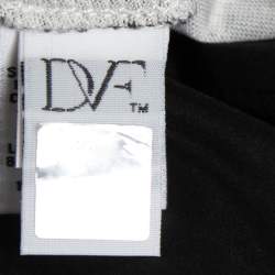 Pre Owned Diane Von Furstenberg Monochrome Printed Silk Knit Pleated Wrap Dress XL