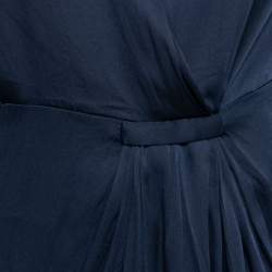 Pre Owned Diane von Furstenberg Navy Blue Silk Pleated Dress S