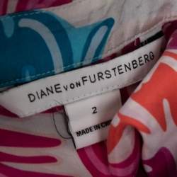 Pre Owned Diane von Furstenberg Multicolor Printed Silk Prita Belted Shirt Dress S