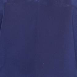 Pre Owned Diane Von Furstenberg Navy Blue Silk Neck Tie Blouse M