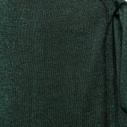 Pre Owned Diane Von Furstenberg Green Lurex Wool Knit Evelyn Maxi Wrap Dress M