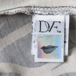 Pre Owned Diane Von Furstenberg Monochrome Printed Silk Knit Wrap Dress L