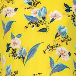 Diane von Furstenberg Yellow & Blue Floral Printed Silk Sleeveless Top L