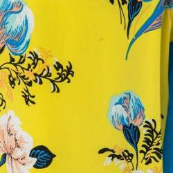 Diane von Furstenberg Yellow & Blue Floral Printed Silk Sleeveless Top L