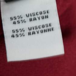 Pre Owned Diane Von Furstenberg Burgundy Crepe Long Sleeve Belted Dress L