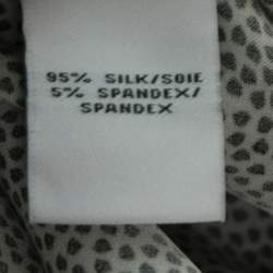 Pre Owned Diane Von Furstenberg Black and White Printed Silk Button Front Blouse M