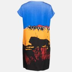 Pre Owned Diane von Furstenberg Multicolor Lion Landscape Print Harriet Dress XS