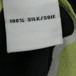 Pre Owned Diane Von Furstenberg Yellow & Black Printed Silk Theresa Blouse S