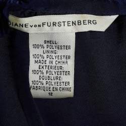 Pre Owned Diane von Furstenberg  Blue Synthetic Micro Pleated Blouse L