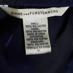 Pre Owned Diane von Furstenberg  Blue Synthetic Micro Pleated Blouse L