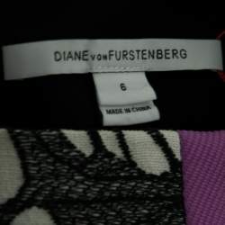 Pre Owned Diane von Furstenberg Black Knit Embroidered Sleeveless Dress M
