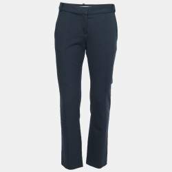 Pre Owned Diane von Furstenberg Navy Blue Knit Trousers M