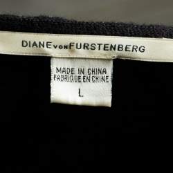 Pre Owned Diane Von Furstenberg Black/Silver Wool Embellished Jacket L