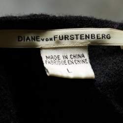 Pre Owned Diane Von Furstenberg Black/Silver Wool Embellished Jacket L