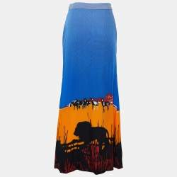 Pre Owned Diane von Furstenberg Blue Cody Print Maxi Skirt S