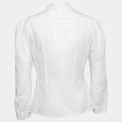 Pre Owned Diane von Furstenberg Off White Cotton Pocketed Button Front Shirt M