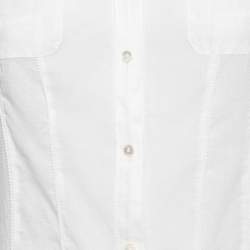 Pre Owned Diane von Furstenberg Off White Cotton Pocketed Button Front Shirt M