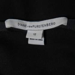 Pre Owned Diane Von Furstenberg Black Knit Side Zipped Skirt L