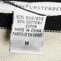 Pre Owned Diane von Furstenberg  Monochrome Cotton Silk Melina Cardigan M
