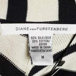 Pre Owned Diane von Furstenberg  Monochrome Cotton Silk Melina Cardigan M