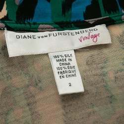 Pre Owned Diane von Furstenberg Multicolor Leopard Print Knit Wrap Dress S