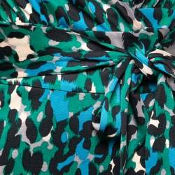 Pre Owned Diane von Furstenberg Multicolor Leopard Print Knit Wrap Dress S