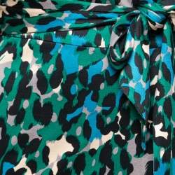 Pre Owned Diane von Furstenberg Multicolor Leopard Print Knit Wrap Dress S