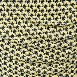 Pre Owned Diane von Furstenberg Yellow and Black Printed Side Ruched Detail Skirt XL